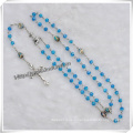 Simple Wooden Rosary Beads Style Cross Necklace (IO-cr244)